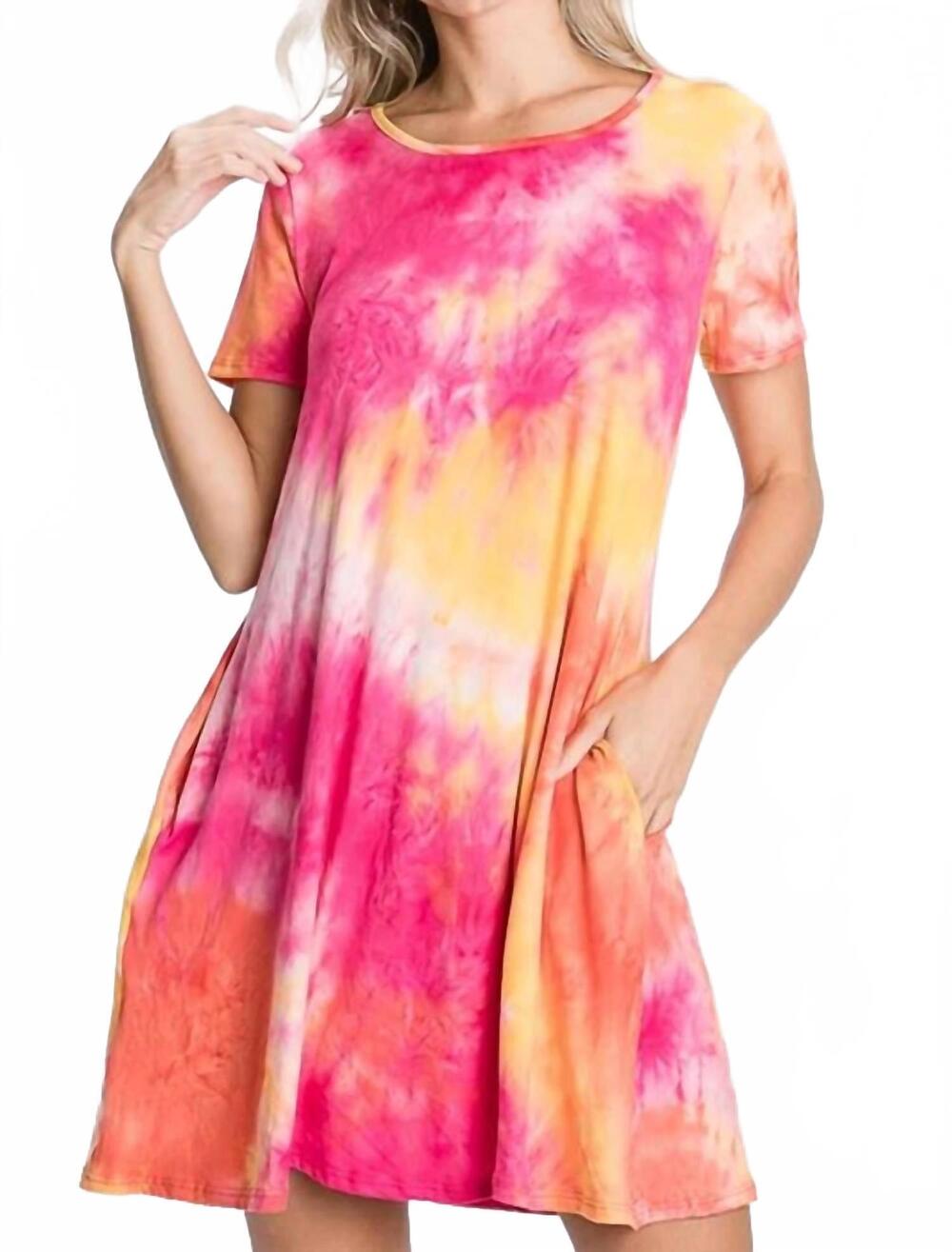 NEW HEIMISH USA sunny-all-day dress with side pockets in multi tie dye